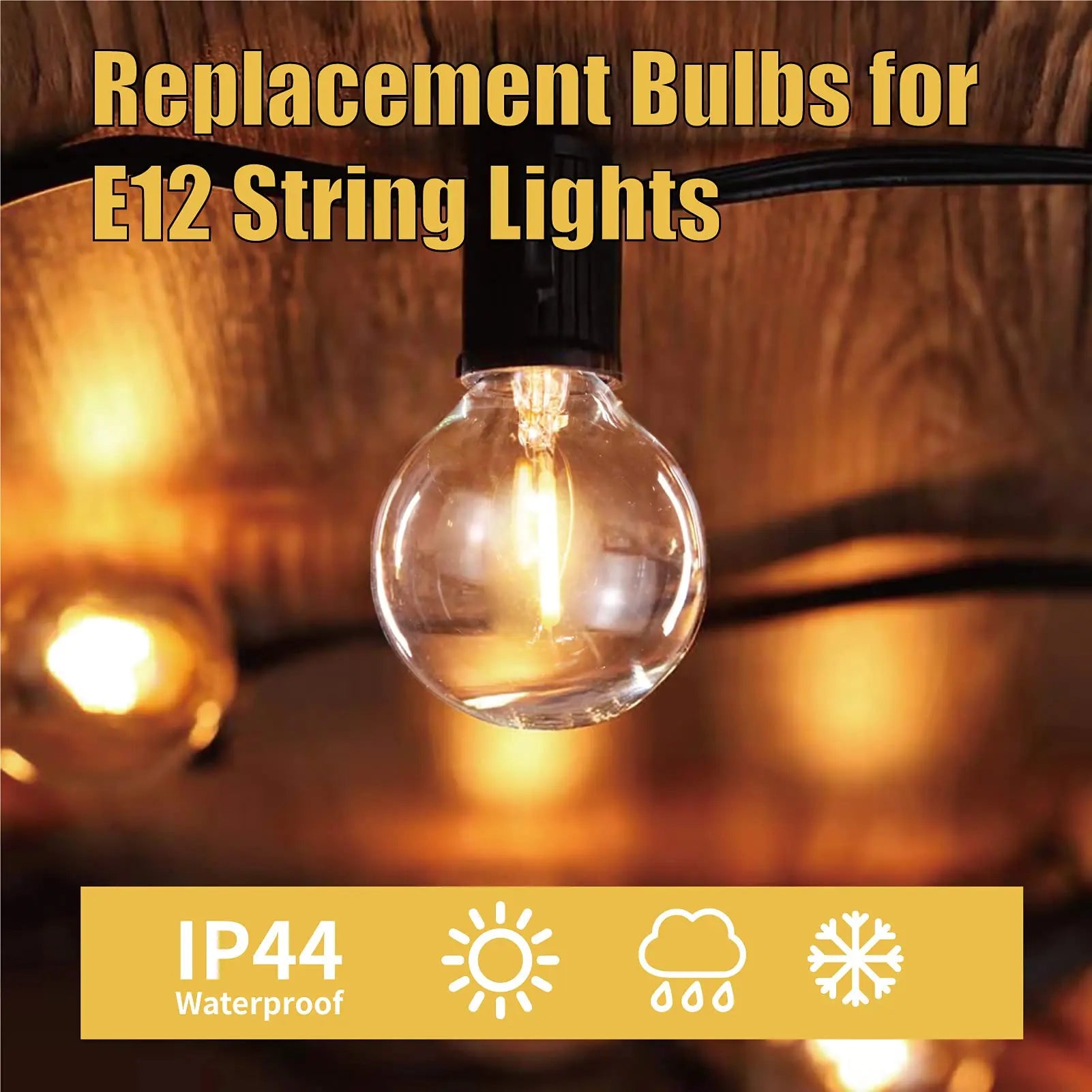 GANRILAND LED String Lights Replacement Bulbs Glass PET G40 E12 110V 220V 1W Plastic Bulb Waterproof For Garden Outdoor Decor