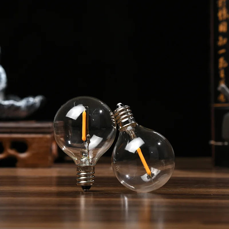GANRILAND LED String Lights Replacement Bulbs Glass PET G40 E12 110V 220V 1W Plastic Bulb Waterproof For Garden Outdoor Decor