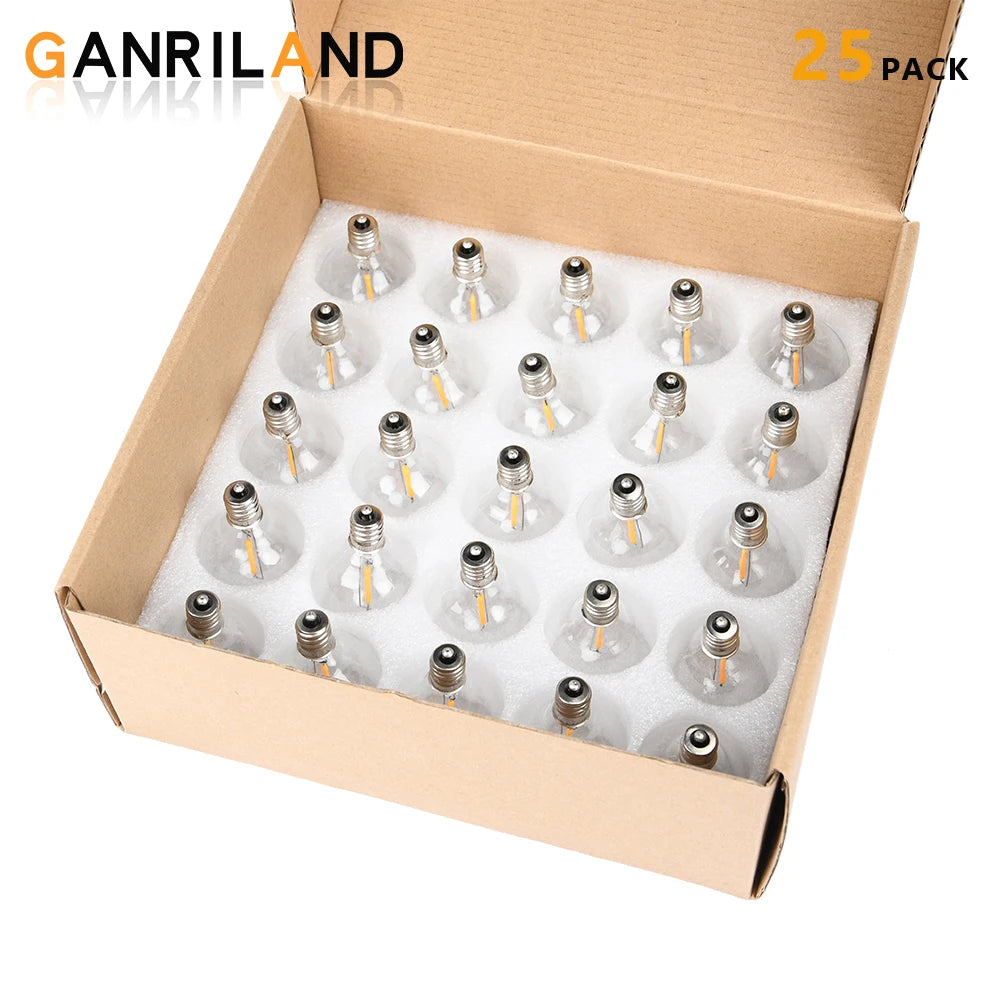 GANRILAND LED String Lights Replacement Bulbs Glass PET G40 E12 110V 220V 1W Plastic Bulb Waterproof For Garden Outdoor Decor