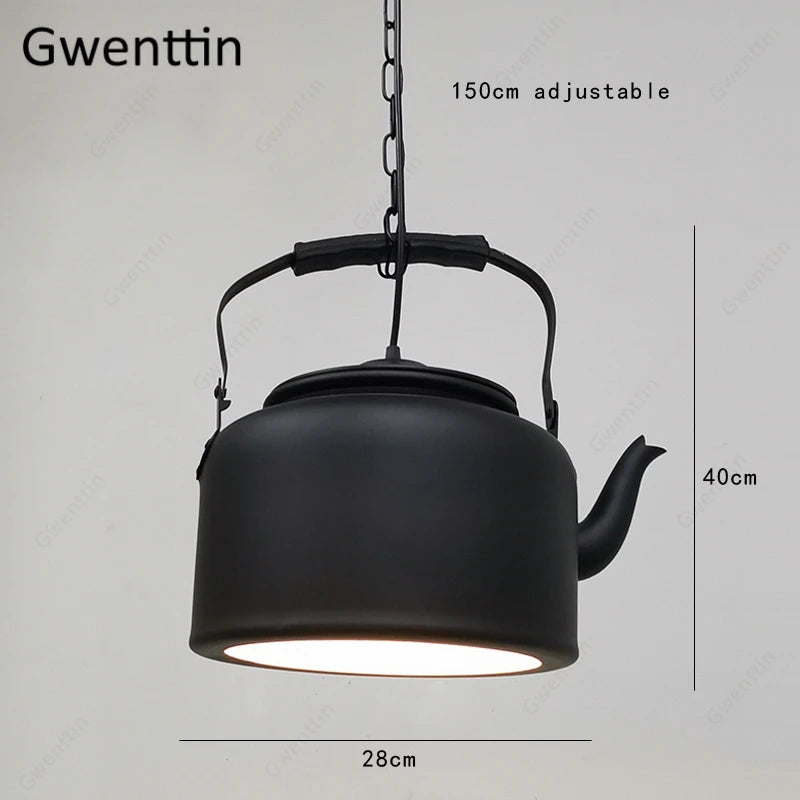 Dining Room Retro Industrial Hanglamp Iron Kettle Luminaire Pendant Lights for Bar Kitchen Decoration Modern Led Light Fixtures