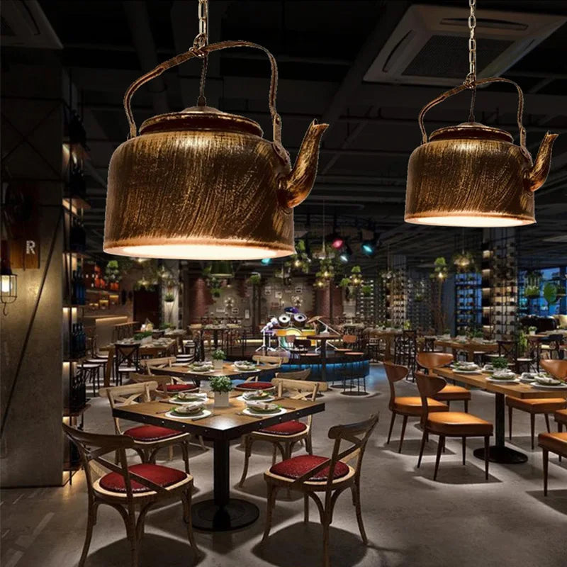 Dining Room Retro Industrial Hanglamp Iron Kettle Luminaire Pendant Lights for Bar Kitchen Decoration Modern Led Light Fixtures