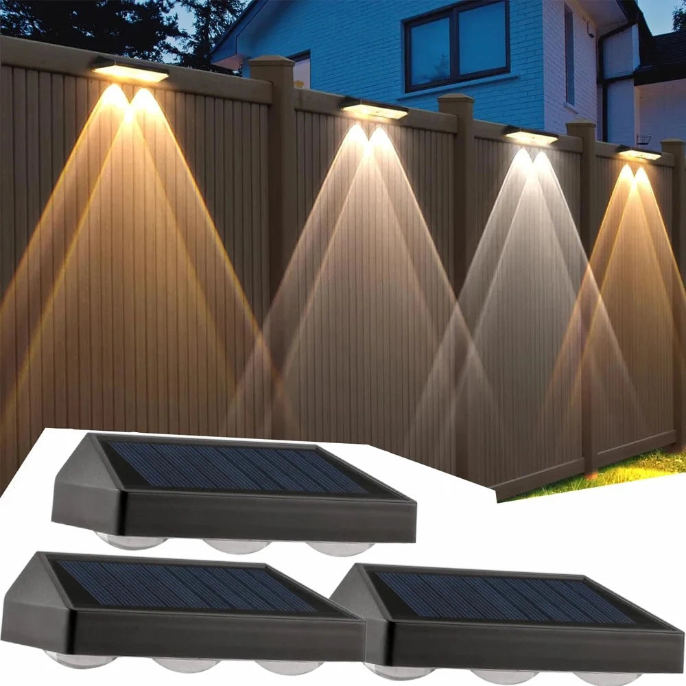 2/3Led Solar Powered Landscape Lights Waterproof High Brightness Wall Mounted for Garden Pathway Deck Stairs Outdoor Lighting