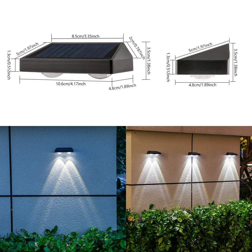 2/3Led Solar Powered Landscape Lights Waterproof High Brightness Wall Mounted for Garden Pathway Deck Stairs Outdoor Lighting