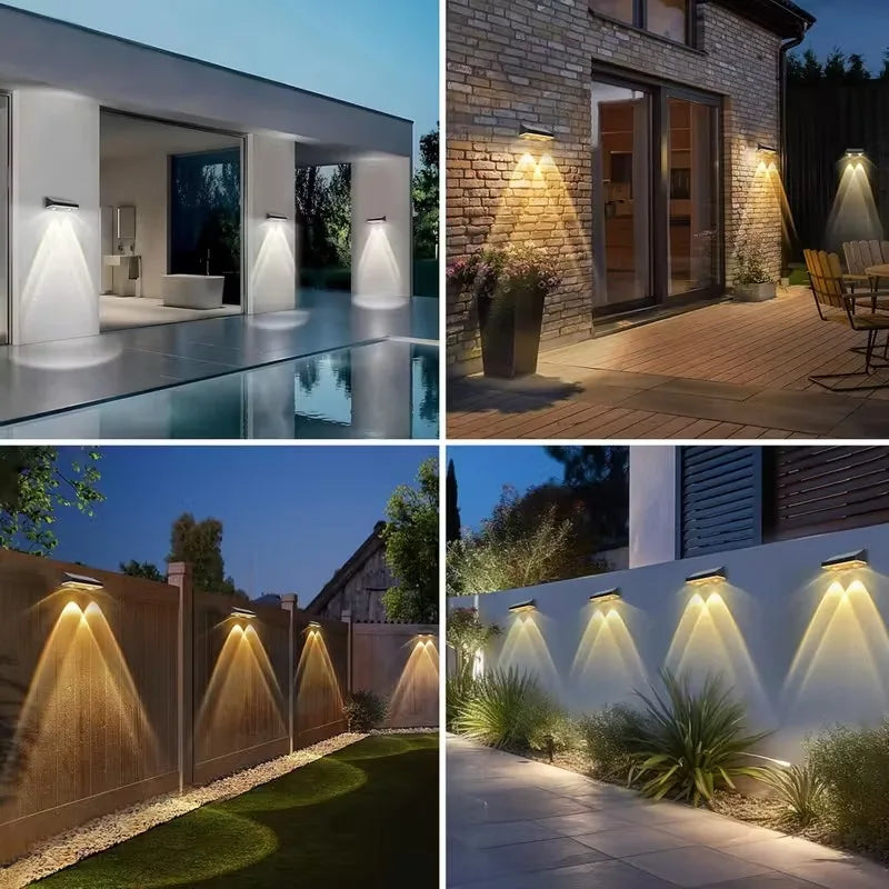 2/3Led Solar Powered Landscape Lights Waterproof High Brightness Wall Mounted for Garden Pathway Deck Stairs Outdoor Lighting