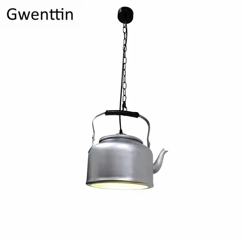 Dining Room Retro Industrial Hanglamp Iron Kettle Luminaire Pendant Lights for Bar Kitchen Decoration Modern Led Light Fixtures