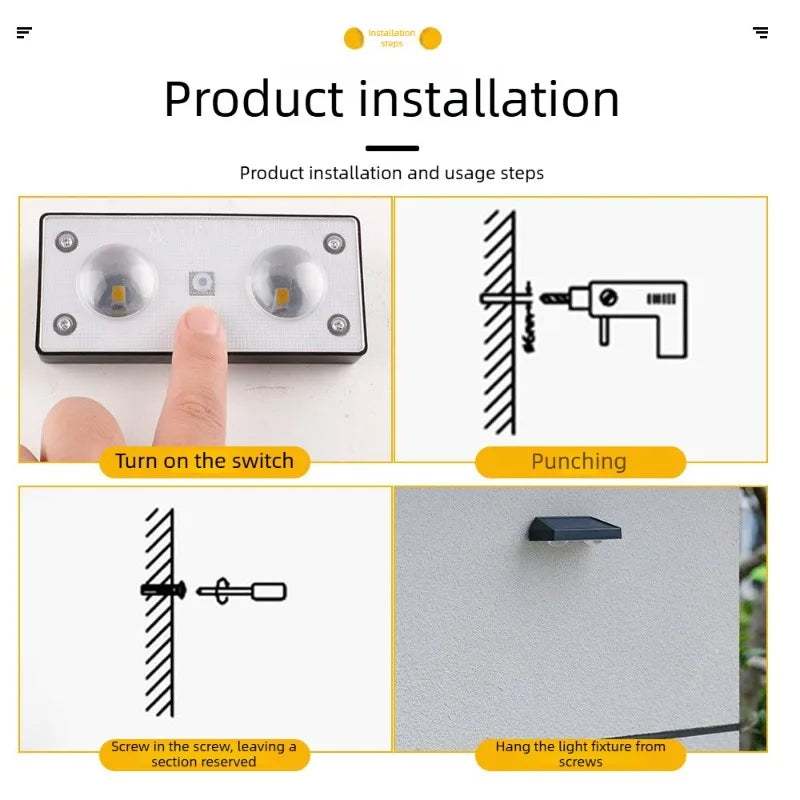 2/3Led Solar Powered Landscape Lights Waterproof High Brightness Wall Mounted for Garden Pathway Deck Stairs Outdoor Lighting