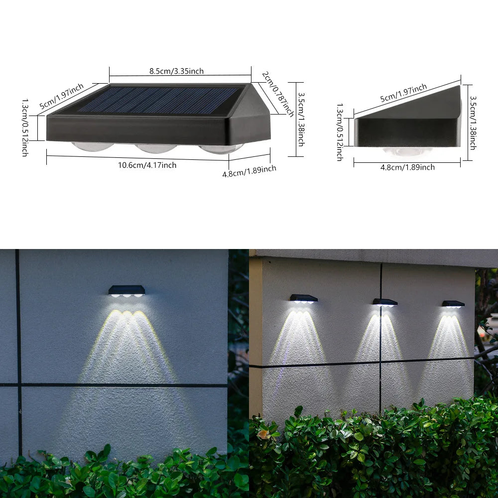 2/3Led Solar Powered Landscape Lights Waterproof High Brightness Wall Mounted for Garden Pathway Deck Stairs Outdoor Lighting