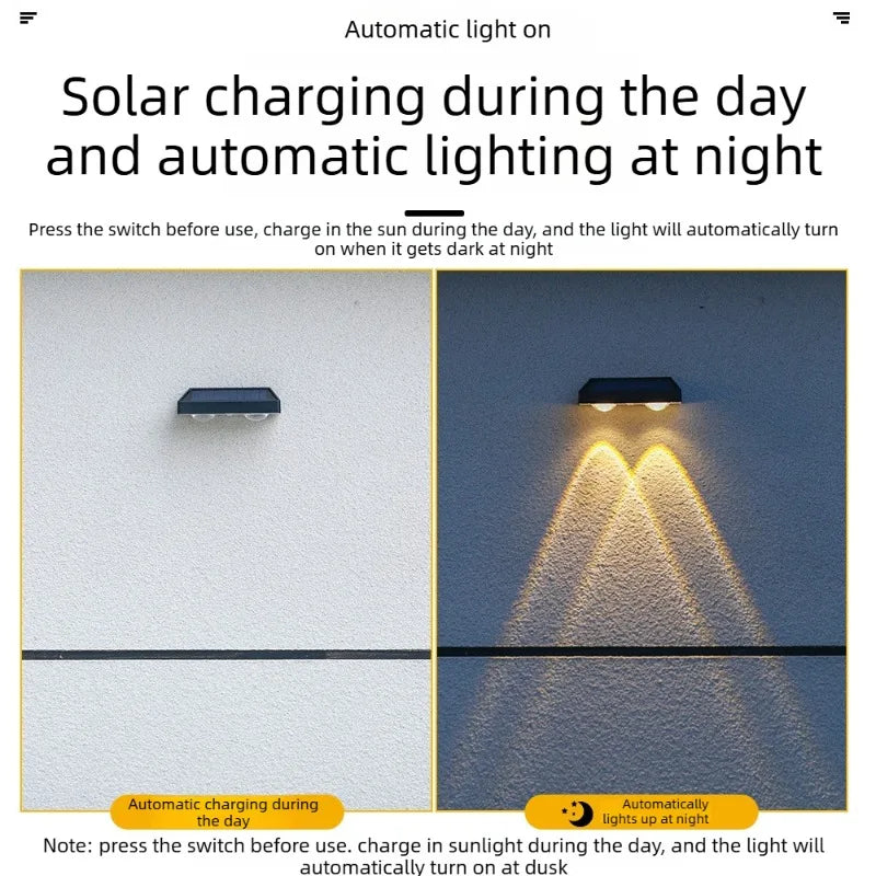 2/3Led Solar Powered Landscape Lights Waterproof High Brightness Wall Mounted for Garden Pathway Deck Stairs Outdoor Lighting
