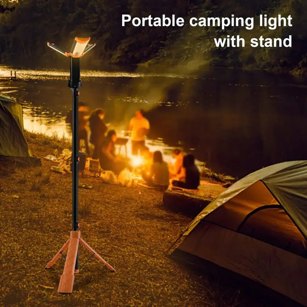 LED Work Light with Tripod Stand Folding Holder Support Lamp Hanging Hook 4 Modes IP65 Waterproof Power Bank for Outdoor Fishing