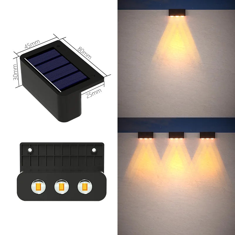 2/3Led Solar Powered Landscape Lights Waterproof High Brightness Wall Mounted for Garden Pathway Deck Stairs Outdoor Lighting