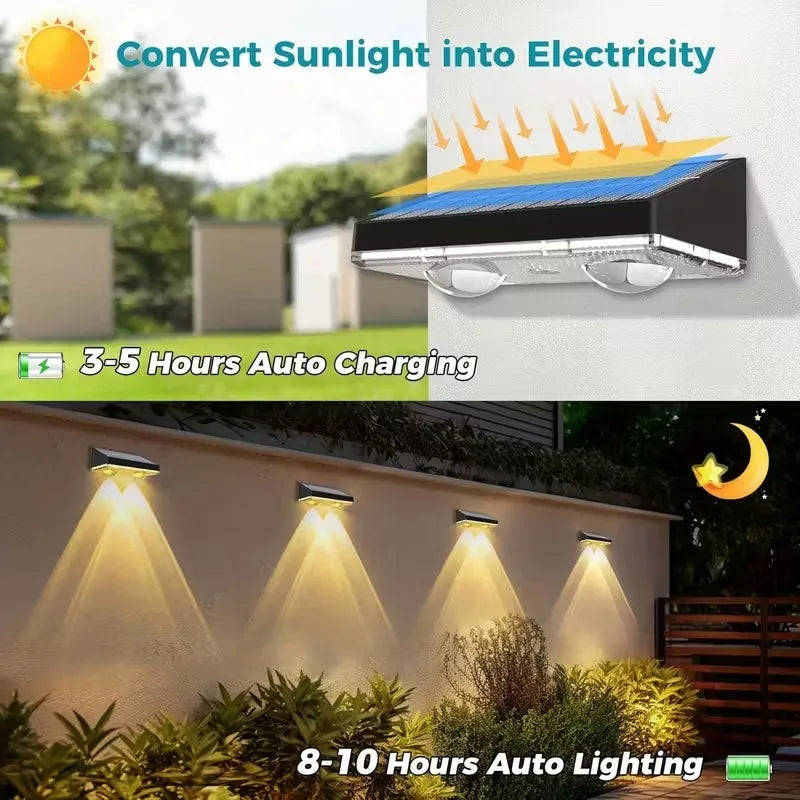 2/3Led Solar Powered Landscape Lights Waterproof High Brightness Wall Mounted for Garden Pathway Deck Stairs Outdoor Lighting