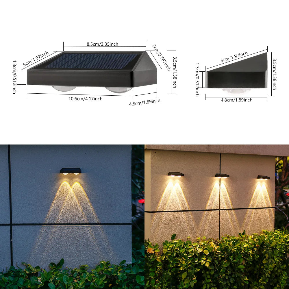 2/3Led Solar Powered Landscape Lights Waterproof High Brightness Wall Mounted for Garden Pathway Deck Stairs Outdoor Lighting